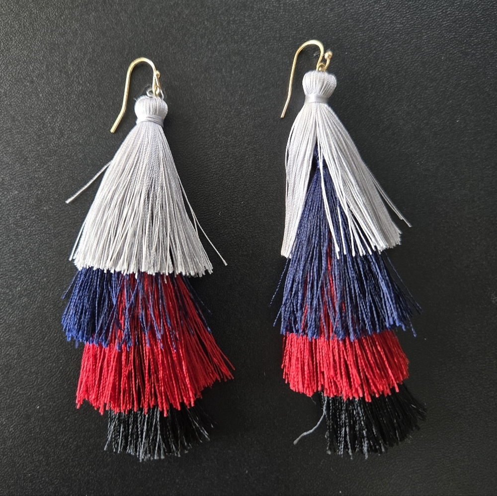 Natasha Accessories Multicolor Layered Tassel Drop Earrings